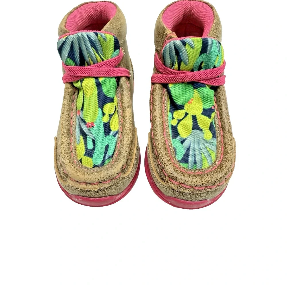 Ariat Toddler Girl's Size 5 Lil Stomper Roswell Cactus Tan & Pink Shoes Boots